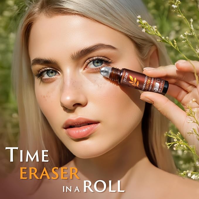 Mine Pure Castor Oil and Frankincense Roll On - Meaningful Gifts for Women - Eye Roller, Under Eye Puffiness, Hexane Free Castor Oil for Face, Under Eye, Skin, Wrinkles, Dark Circles Roll On