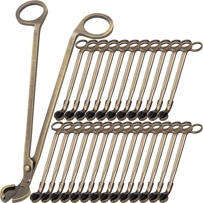 Airy Abode Candle Wick Trimmer 25 Pack, 7 Inch Stainless Steel Wick Cutters for Candles, Bulk Candle Trimmers for Cleaner Burn and Less Soot, Brushed Gold