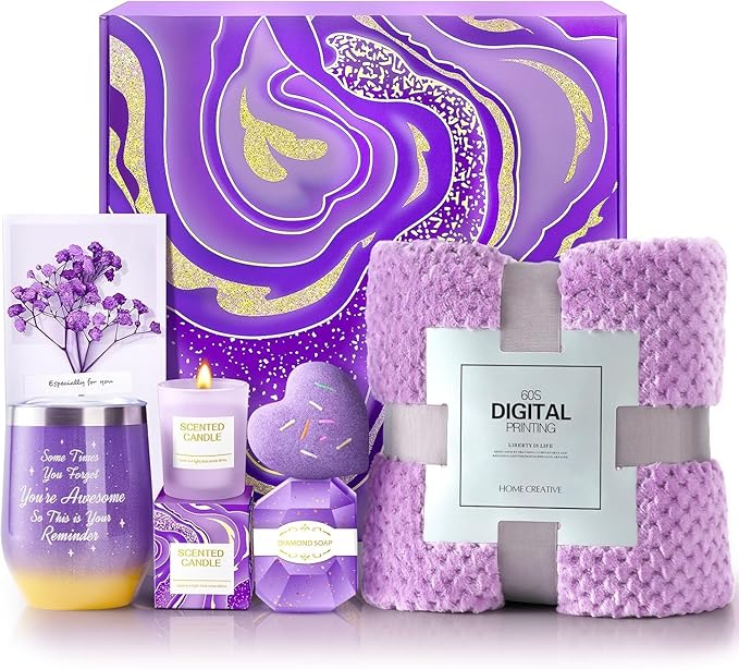 BodyRefresh Self Care Gifts for Women Birthday Gifts for Her, Gift Baskets Care Package Gift Set With Blanket Get Well Soon Gift for Women Birthday Gift Ideas Spa Set for Adult Wife Grandma