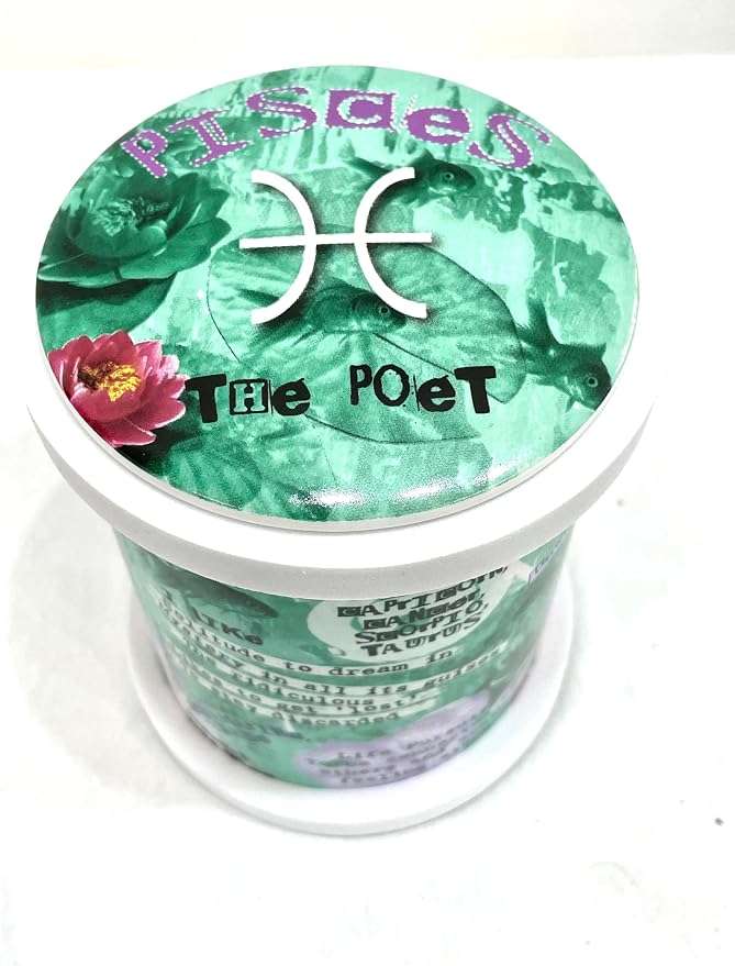 Pisces Zodiac Candle – Jasmine Scented Soy Candle for Self Care & Relaxation – Zodiac Birthday Gift – 80 Hour Burn – Reusable Ceramic Jar