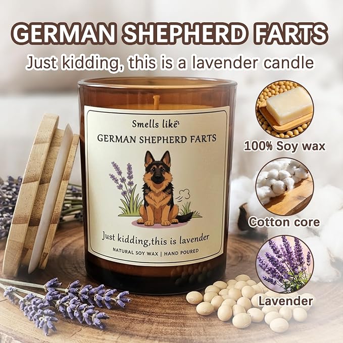 Gift for German Shepherd pet Owners & Dog Lovers - German Shepherd Dog Gifts for Women Crafted by Natural Soy Wax Lavender Scented Candle Perfect for Christmas Birthday Housewarming Home Decor