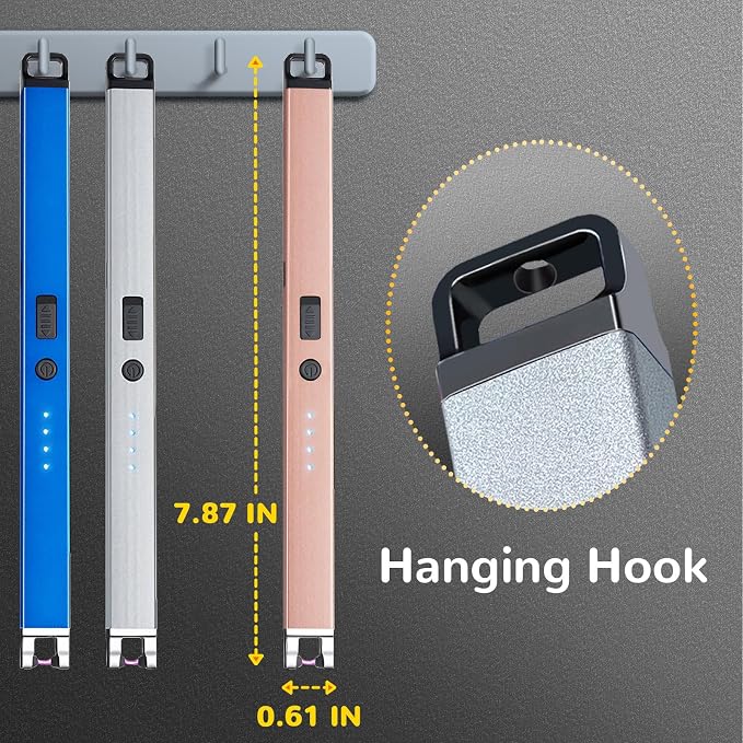 4 Pack Electric Candle Lighter USB Rechargeable Lighters Windproof Plasma Arc Lighters Flameless Type C Long Lighter with Safety Switch for Candle BBQ Camping Birthday Fireworks