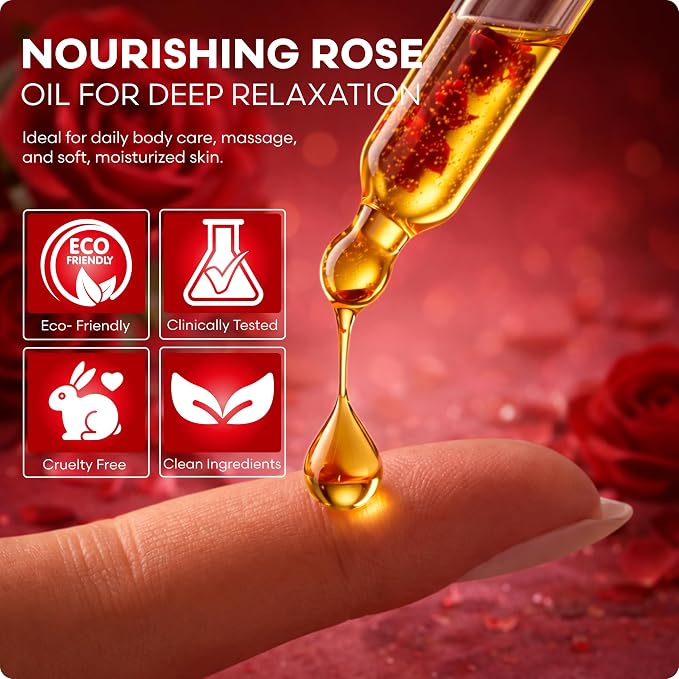 Brookstone Rose Multi-Use Essential Oil - Soothing Aromatherapy & Skincare Oil - Floral Rose Scent