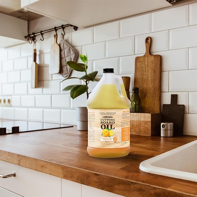 CLARK'S Cutting Board Oil - Food Grade Mineral Oil for Wood Cutting Board - Scented with Orange and Lemon Essential Oils - Butcher Block Conditioner - Restores All Wood - Made in USA, 1 Gallon