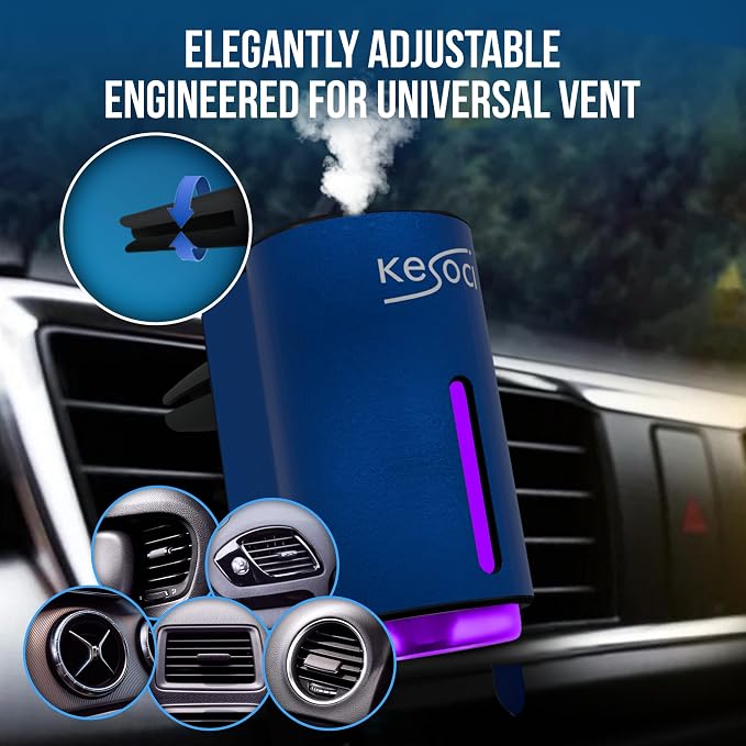 Smart Car Air Freshener: Revolutionary Smart Car Diffuser Vent Clip with 3 Exclusive 10 ml Fragrances (Blue (Fresh Essence Collection))
