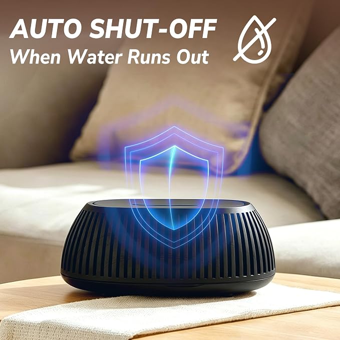 Flame Essential Oil Diffuser 150ml, Ultrasonic Aromatherapy Diffuser with 7 Color Lights, 1/2/4H Timer, Auto Shut-Off for Home Office Bedroom (Black)