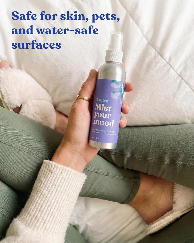 Asutra Lavender & Chamomile Multi-Use Natural Aromatherapy Room Spray, Calming Linen & Pillow Mist, Fabric Sleep Spray, 4 fl oz Aluminum
