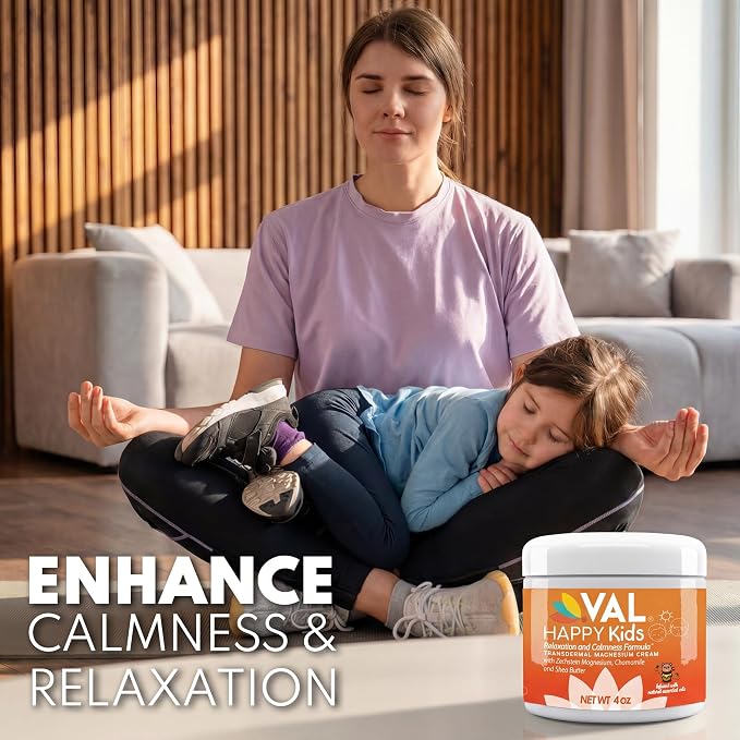 VAL Magnesium Cream for Kids | Relaxation for Daytime & Bedtime Routine | Gentle Zechstein Magnesium Chloride | Calm & Mood Support | with Chamomile, Shea Butter & Essential Oils | USA Made | 4oz