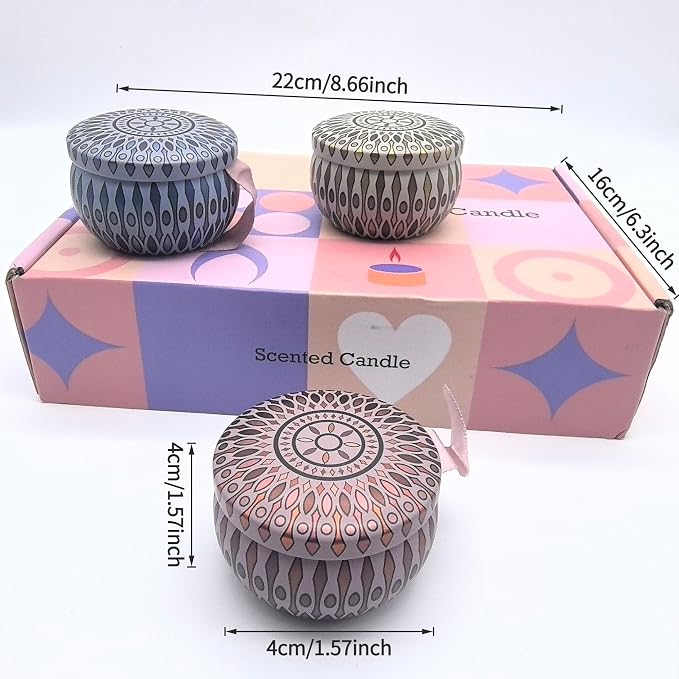 Scented Candles Gift Set, Soy Candles Non Toxic, 8% Essential Oils, 6PCS | 2 Lavender, 2 Rose And 2 Spring Scented Soy Candles, Perfect For Home Decor, Bath, Bedroom, Birthdays And Women Gifts.