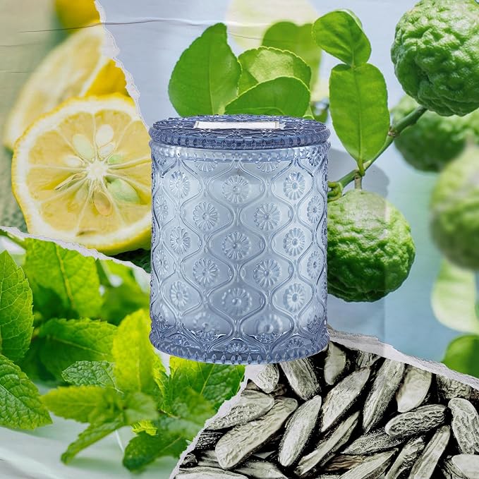 LA JOLIE MUSE Citrus Mint Scented Candles for Home, Natural Soy Wax, 40 Hrs | Luxury Bule Jar Candle, Clean Non Toxic, Gift for Women & Men, Decorative Fresh Candles, Spring Summer Candles, Bergamot Yuzu
