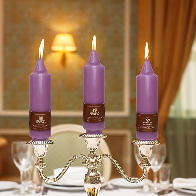 4 PCS Purple Candlesticks 5 inch Small Taper Candles Stick Unscented for Wedding Party Home Décor Candles Advent Candles