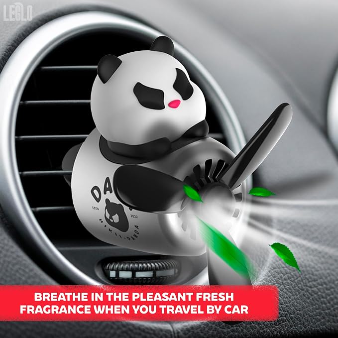 Panda Cute Car Air Freshener Diffuser - Panda Aromatherapy Diffuser Car Air Fresheners Vent Clips Cute Freshener Rotating Fan