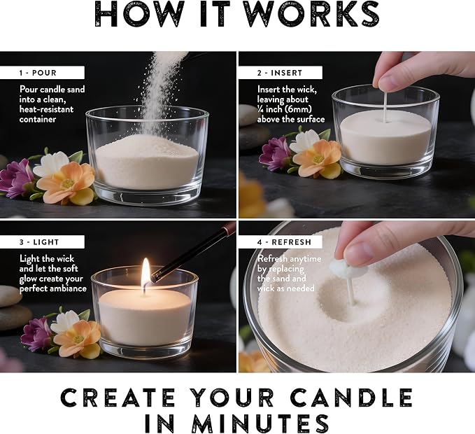 Pearled Candle Sand 10.5 oz (300g) – Scent-Free Candle, White Color, Relaxing Aromatherapy, Home Decor, Stress Relief, Long-Lasting Burn