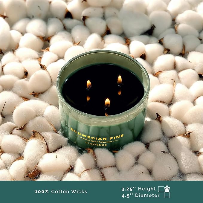 Luxury Pine Scented Candle - Housewarming Christmas Candle for Home - Elegant Gift for Women & Men - Large 3 Wick Jar Candle - 100% Natural Soy Wax - Up to 40 Hours Burning Time