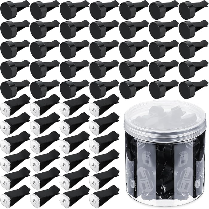100 Pcs Metal Car Air Vent Clips with Plastic Slot Head Auto Freshener Clips Perfume Clip Replacement Air Conditioner Outlet Clips for Office Home, Black, 40 x 24 mm