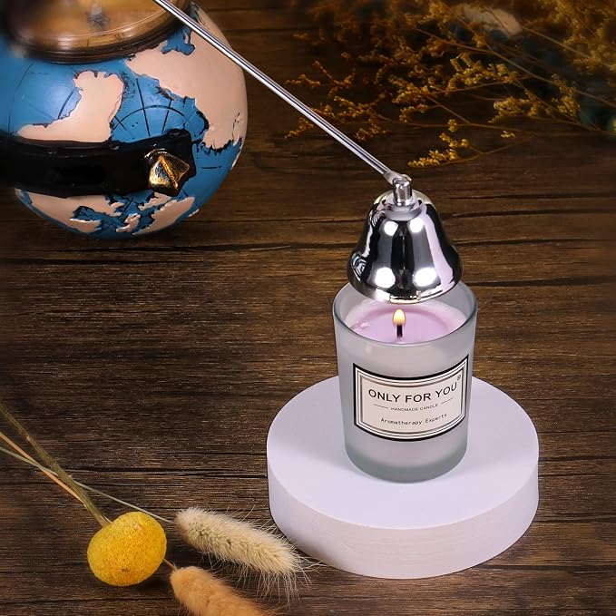 4 in 1 Candle Accessory Set, Electric Lighter, Wick Cutter, Snuffer and Dipper, Steel Wick Trimmer Set - Silver