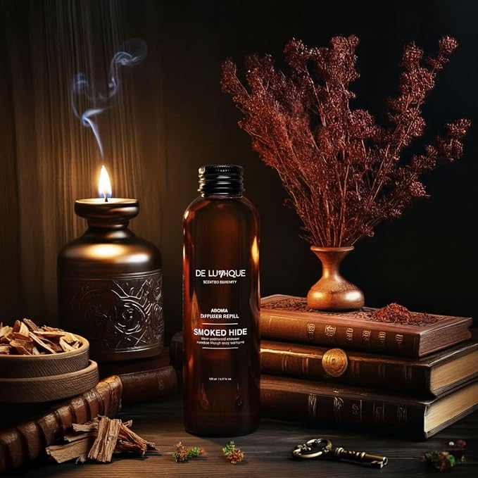 Smoked Hide Scent Reed Diffuser Refill, Premium Essential Oils, 150ml/5.07 fl oz, Long-Lasting 8-12 Weeks