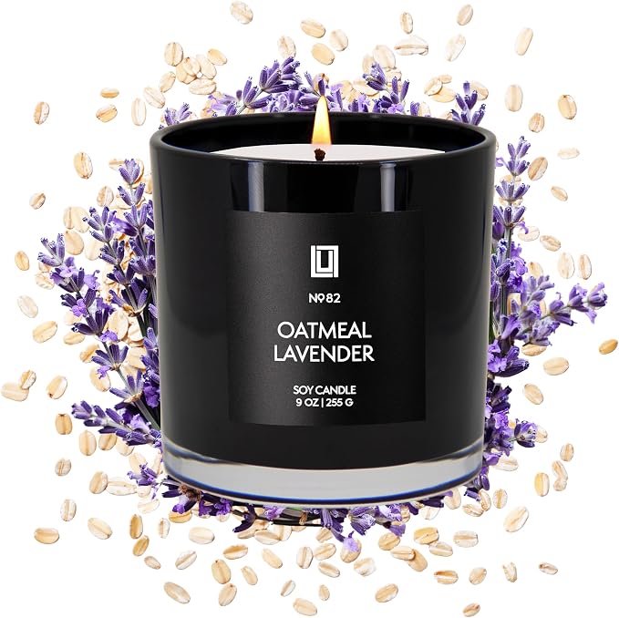 Lulu Candles | Oatmeal Lavender | Luxury Scented Soy Jar Candle | Hand Poured in The USA | Highly Scented & Long Lasting (9 Oz.)