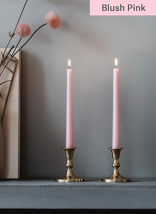 10" Classic Taper Candles, Pink Shades, 4-Pack, 7-8 Hours Long Burning, Unscented Tall Candlesticks