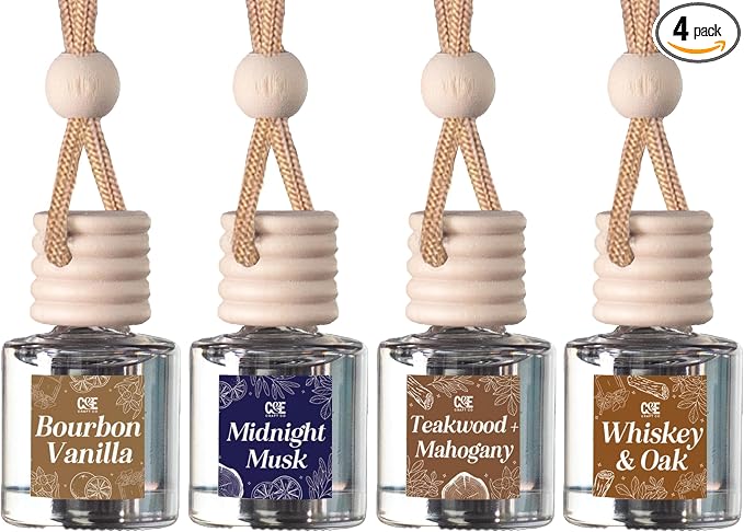 CE Craft Hanging Car Air Freshener – Fragrance Oil Diffuser with Essential Oils – Long-Lasting Aromatherapy Scents for Automobiles – 4 Pack, Masculine