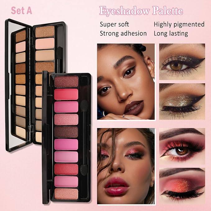 All in One Makeup Kit for Women Full Kit,Travel Makeup Kit for Teens,Make Up Gift Set with Everything,Foundation Eyeshadow Lip Gloss Eyebrow Blush Powder, Mother's Day Make Up Gift for Women Mom-A