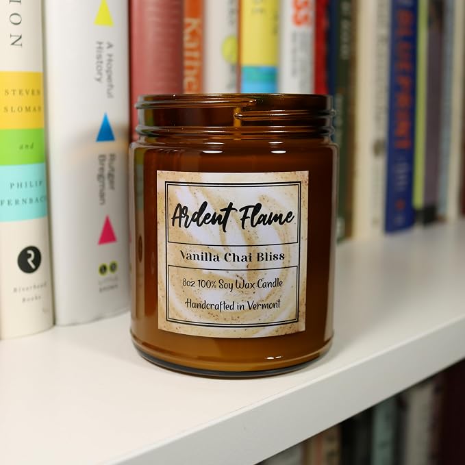 Candles | Vanilla Chai Bliss | 100% Natural Soy Wax Candle for Home Decor | Highly Scented | Premium Fragrance | Handmade in Vermont, USA | 8 oz | Long Lasting | Gift for Women and Men