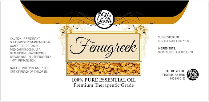 Oil of Youth Fenugreek Essential Oil – Pure Fenugreek Oil – 4 Fluid Ounces