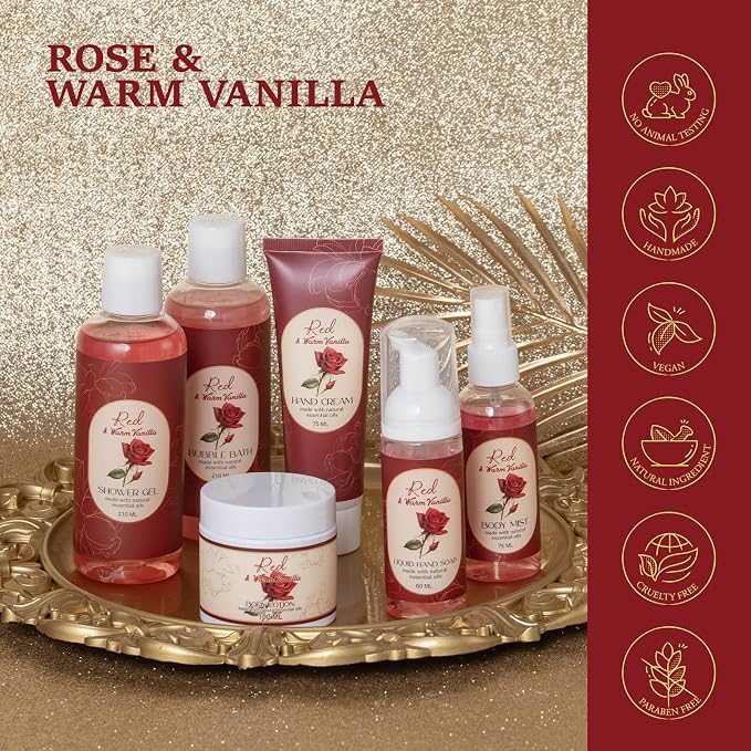 Mothers Day Gifts for Women, 23Pcs Bath and Body Gift for Women, Vanilla Rose Spa Gift Basket, Bath Gift, Spa Gift Kit, Home Spa Self Care, Necklace, Birthday, Christmas, Bridal Shower, Anniversary