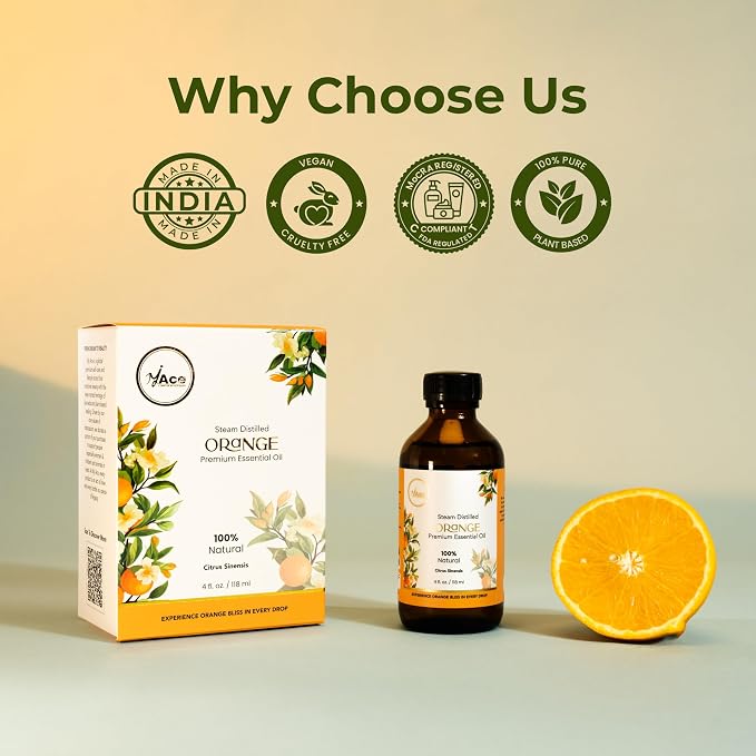 My ACE Orange Essential Oil 4 Fl Oz - 100% Pure & Natural - Premium Grade for Aromatherapy, Diffuser, Skin, Hair, Massage, Candle & Soap Making, Home - Glass Bottle with Dropper - Long Lasting Scent