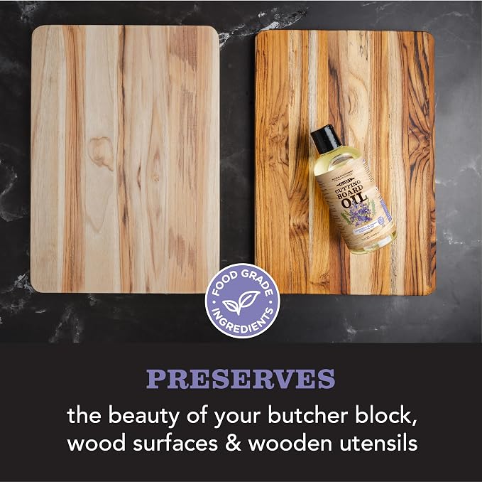 CLARK'S Cutting Board Oil - Food Grade Mineral Oil for Wood Cutting Board - Scented with Lavender & Rosemary Essential Oils - Butcher Block Conditioner - Restores and Protects Wood - Made in USA, 12oz