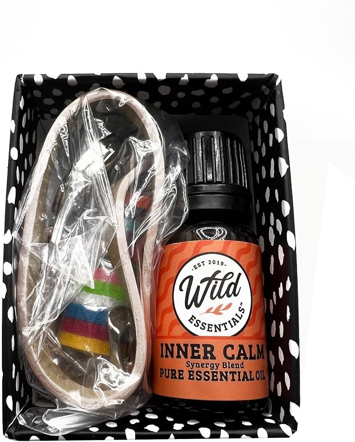Wild Essentials Tree of Life Essential Oil Diffuser Necklace Gift Set - Includes Aromatherapy Pendant, 24" Stainless Steel Chain, Refill Pads and 10 ml Bottle of Inner Calm 100% Essential Oil