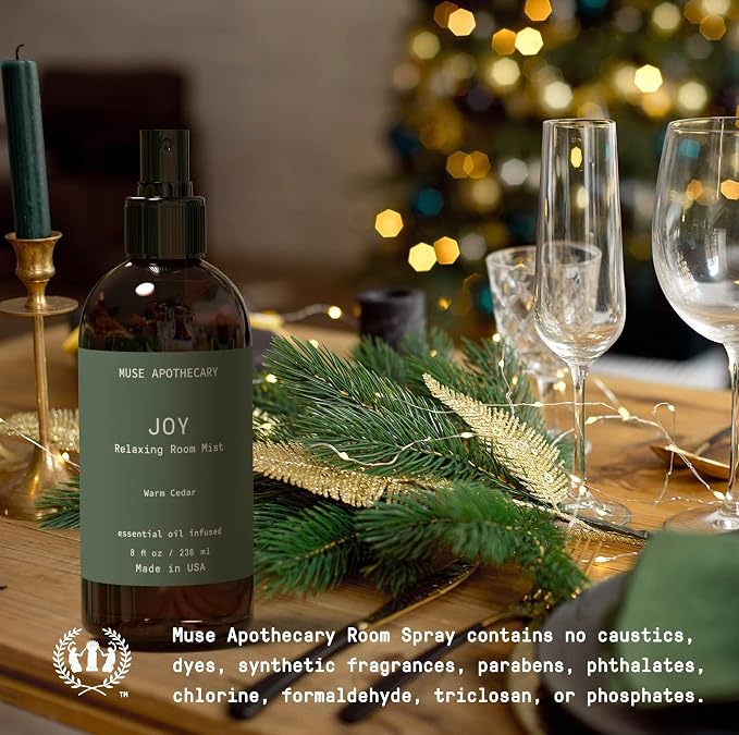 Muse Apothecary Room Ritual - Botanical Collection - Room Spray, Aromatic and Relaxing Room Mist, Air Freshener Spray, Infused with Natural Aromatherapy Essential Oils - 8 oz, Warm Cedar, 2 Pack