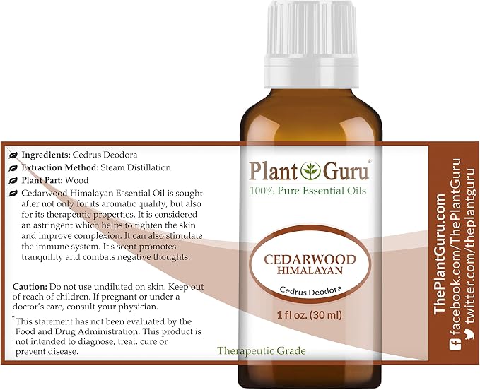 Cedarwood (Himalayan) Essential Oil 1 oz / 30 ml 100% Pure Undiluted Therapeutic Grade for Skin, Body and Hair Growth. Great for Aromatherapy Diffuser and DIY Soap Making