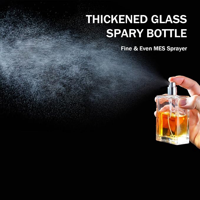 YU FENG 2 Pack Perfume Spray Bottles, 100ml/3.4oz Refillable Glass Perfume Atomizer, Empty Square Clear Glass Cologne Bottles with Fine Mist Spray