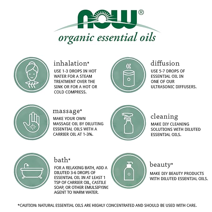NOW Foods Essential Oils, Eucalyptus Roll-On, Certified Organic, Clarifying Blend, Steam Distilled, Topical Aromatherapy, 10-mL