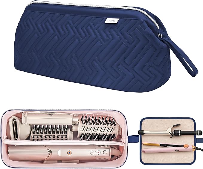Leudes Hair Tools Travel Bag for Shark Flexstyle Carrying Case Portable Shark Hair Air Wrap Dryer Case Waterproof Dustproof Flat Curling Iron Travel Organizer (Blue+Heat Resistant Mat)