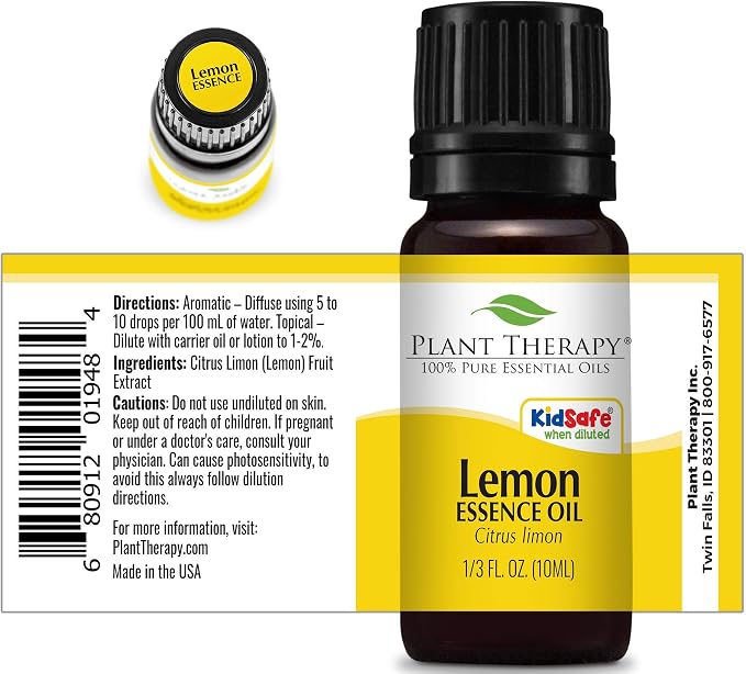 Plant Therapy Lemon Essence Oil 10 mL (1/3 oz) 100% Pure, Undiluted, Essence Oil
