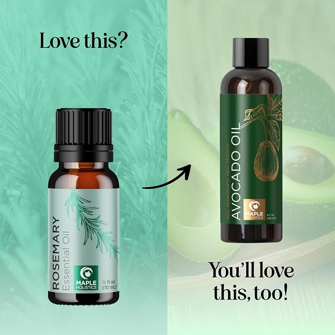 Pure Rosemary Essential Oil for Aromatherapy - Undiluted Rosemary Oil for Hair Skin and Nails - Rosemary Essential Oil for Diffusers Plus Hair Oil for Enhanced Shine Cleansing and Dry Scalp Treatment