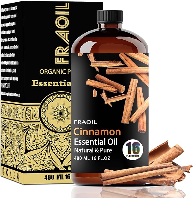 Cinnamon Essential Oil, Cinnamon Oil 16 Fl Oz 480 ML for Diffuser Humidifier Yoga Cleaning DIY Candle Soap Making Perfume Gift Essential Oils