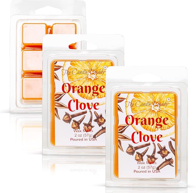 The Candle Daddy - Orange Clove - Spicy Orange Citrus Scented Melt- Maximum Scent Wax Cubes/Melts- 1 Pack -2 Ounces- 6 Cubes