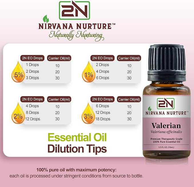 Valerian Essential Oil, 100% Pure Undiluted, Aromatherapy Oil for Diffuser, Hair & Skin Care