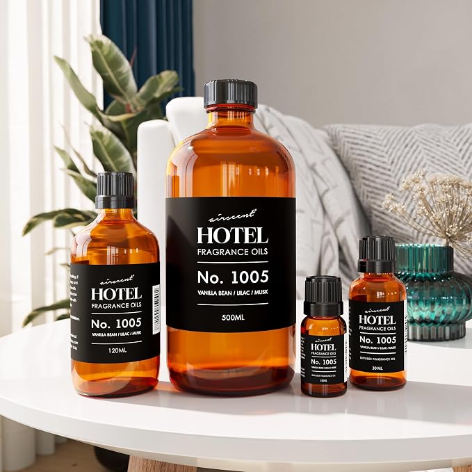 AirScent Hotel Diffuser Oil No. 1005 - Vanilla Lilac Sandalwood - 10 mL | Hotel Scent Dupe - Premium Fragrance Oil for Ultrasonic and Waterless Diffusers and Crafting - .34 fl oz Dropper Bottle