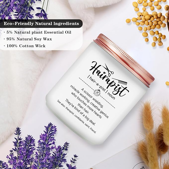 Hair Stylist Gifts for Women Men - Female Hairdresser Gifts Idea, Birthday Christmas Gift for Hairapist Barber Salon Owner Cosmetology Student Graduation Present - Lavender Scented Candle