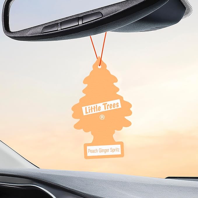 LITTLE TREES Car Air Freshener | Hanging Tree Provides Long Lasting Scent for Auto and Home | 24 Air Fresheners |Peach Ginger Spritz