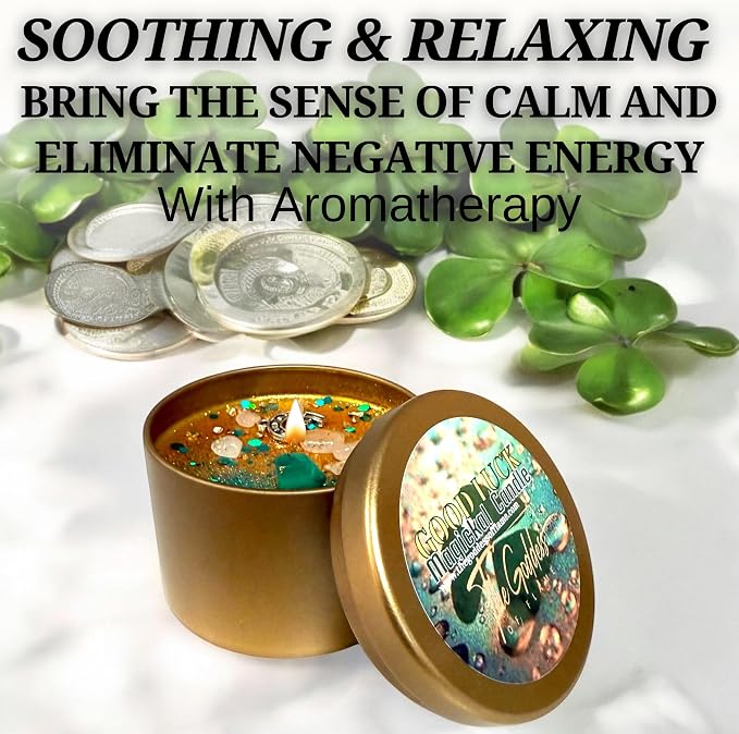 Good Luck Spell Candle | Spiritual Aromatherapy Candle for Fortune, Prosperity & Positive Energy | Natural Organic Coconut Soy Wax Ritual Spell Candle | Hoodoo, Wiccan, Pagan, Conjure (Small 4oz)