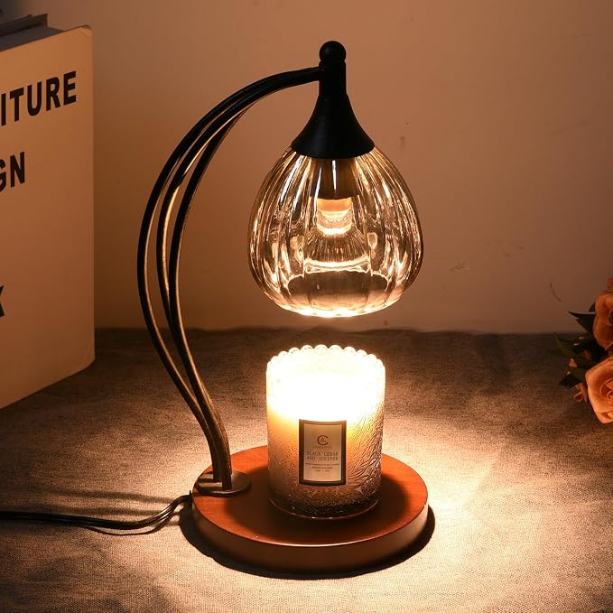 Candle Warmer Lamp with Timer Dimmer - Electric Candle Lamp for Jar Candles with 2 Bulbs - Candle Warmer Light for Scented Wax Valentines Day Gifts New Home Decor for Women Mirror Silver