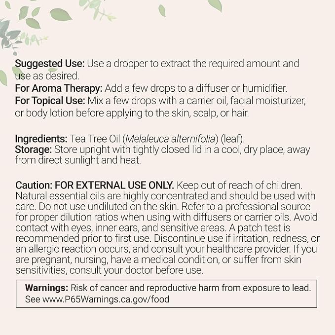 Micro Ingredients Pure Tea Tree Essential Oil, 8 fl oz | Premium Grade Liquid Drops | DIY for Natural Aromatherapy, Soap, Diffuser, Candles, Body & Scalp Massages | Purifying & Refreshing Aroma