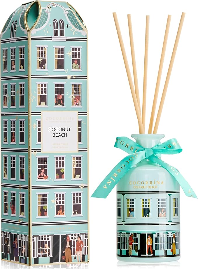 Reed Diffuser for Home - Coconut Beach 6.76 fl oz Diffuser with Sticks, Home Fragrance for Bathroom Shelf Decor, Bedroom & Guest Room