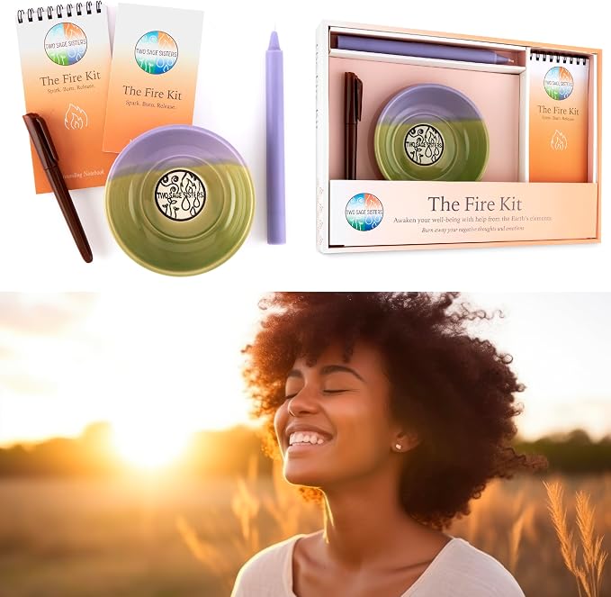 The Fire Kit - Burn Negative Thoughts for Stress Relief and Healing - Give the Gift of Peace of Mind - Self Care Kit By Two Sage Sisters