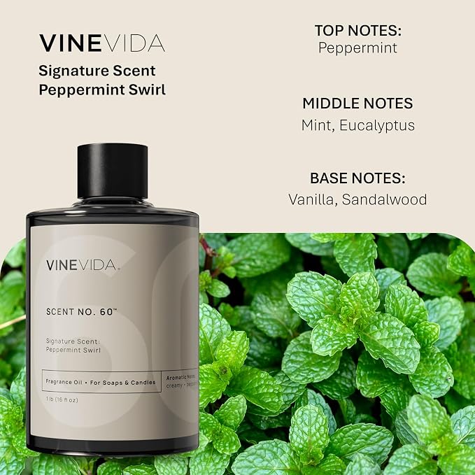 VINEVIDA [16oz] Peppermint Swirl Fragrance Oil for Candle Making and Soap Making - Premium Candle Scents for Soy Candles